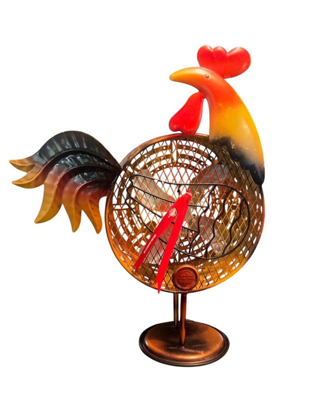 Metal Rooster Chicken Electric Fan  Sculpture Farmhouse Country Rustic
